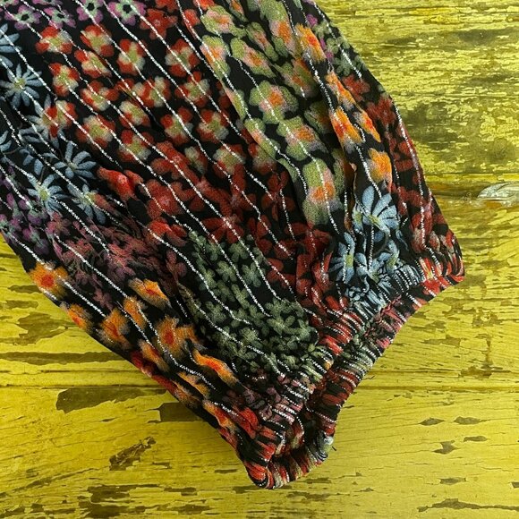 Saylor Talley Dark Floral Metallic Mini Dress Black Red Sz XL Boho Whimsigoth - Picture 5 of 8